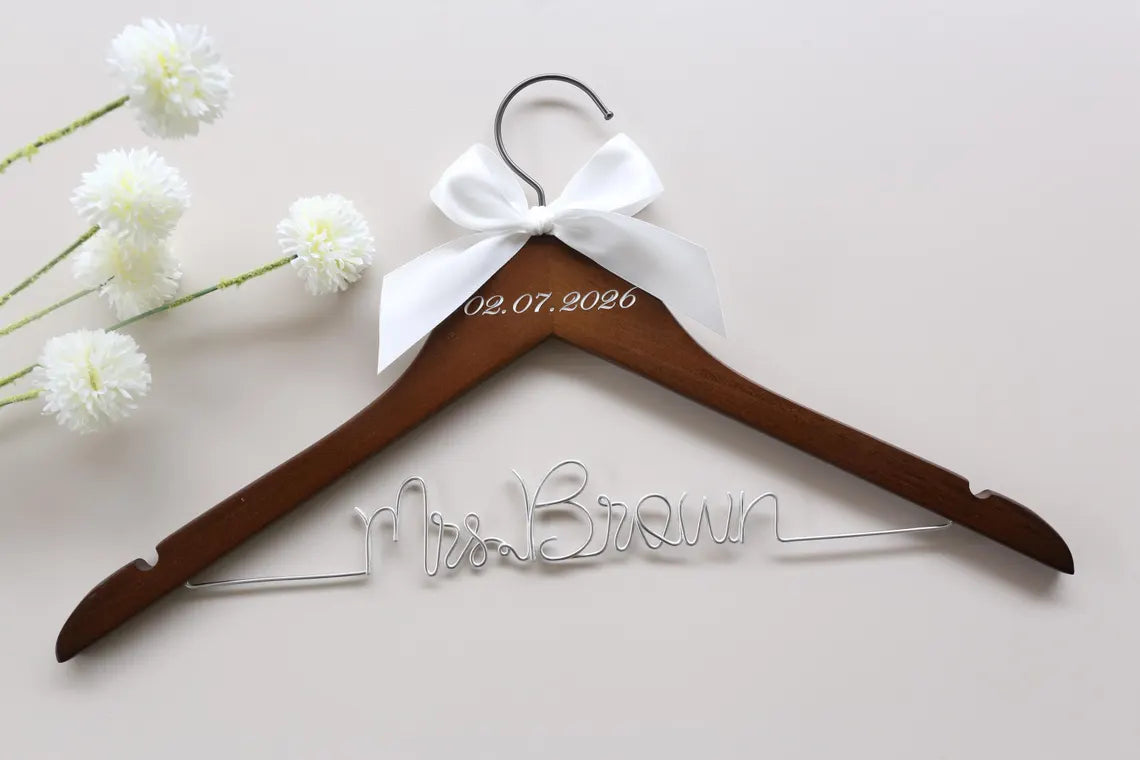 Personalized Bridal Hanger | Custom Wedding Dress Hanger with Name & Date