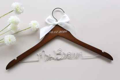 Personalized Bridal Hanger | Custom Wedding Dress Hanger with Name & Date