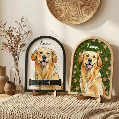 Custom Watercolor Pet Portrait Frame | Collar Display Gift