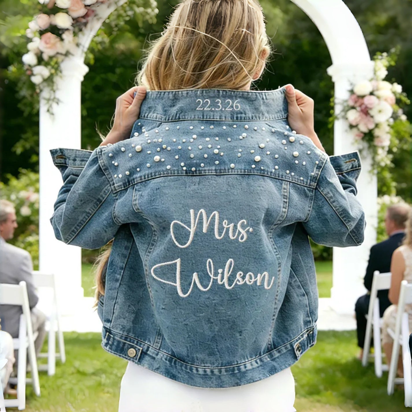 Personalized Bride Denim Jacket | Custom Embroidered Wedding Jean Jacket