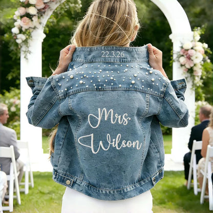 Personalized Bride Denim Jacket | Custom Embroidered Wedding Jean Jacket
