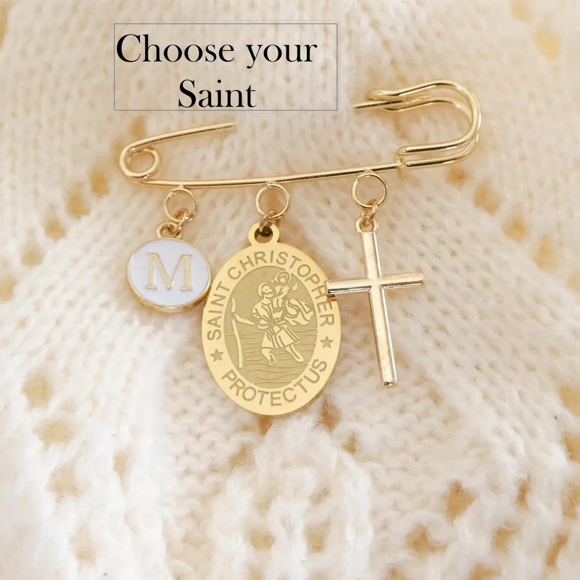 Personalized Saint Keepsake Pin | Catholic Faith Gift Jewelry