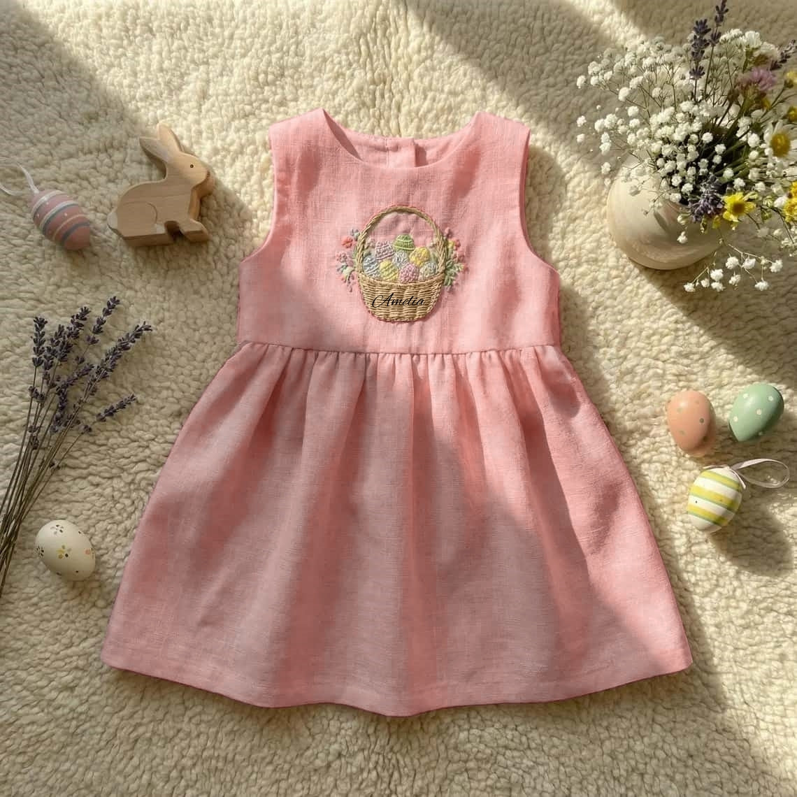 Embroidered Easter Dress for Girls – Personalized & Cute