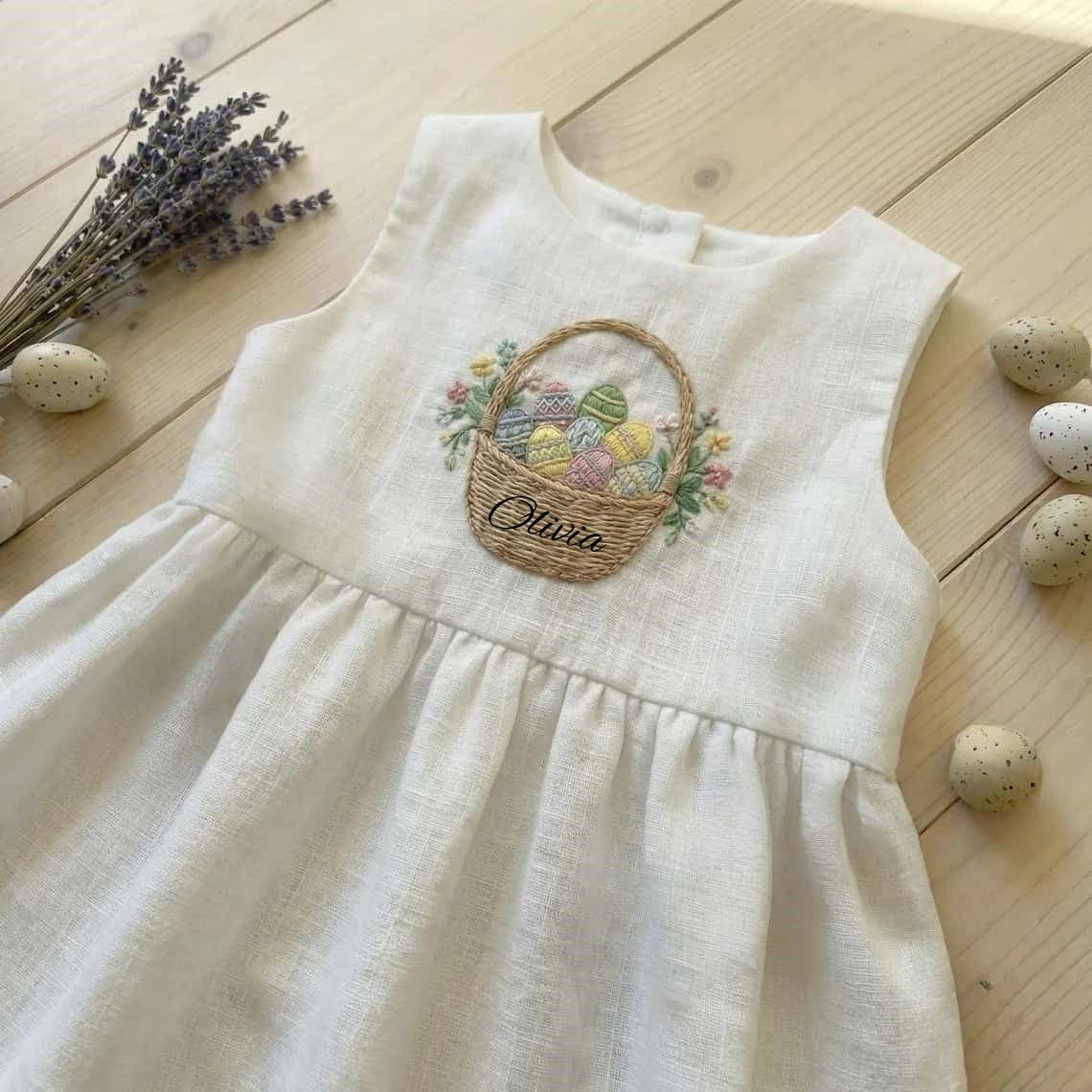 Embroidered Easter Dress for Girls – Personalized & Cute