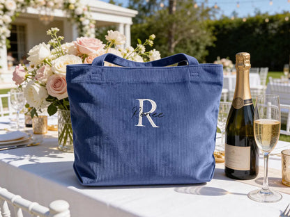 Custom Embroidered Corduroy Tote Bag – Name, Bridesmaid & Gift Bag