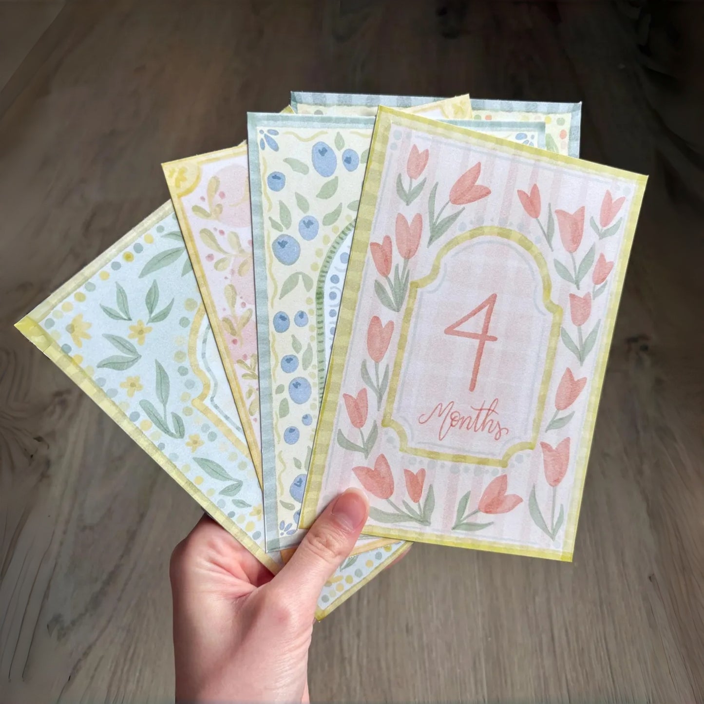 Vintage Floral Baby Milestone Cards | Monthly Baby Photo Props | First Year Keepsake