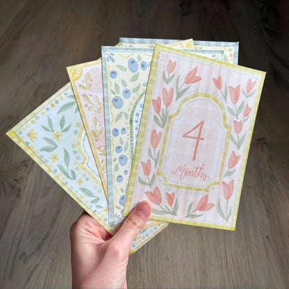 Vintage Floral Baby Milestone Cards | Monthly Baby Photo Props | First Year Keepsake