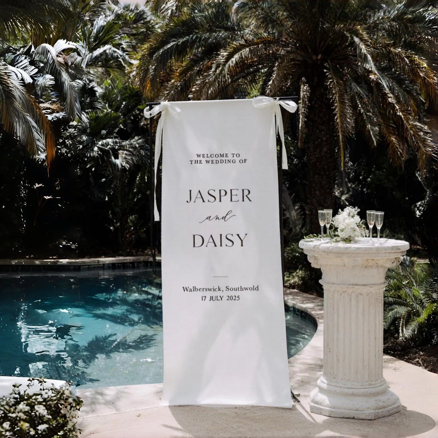 Personalized Fabric Wedding Welcome Sign Linen Banner