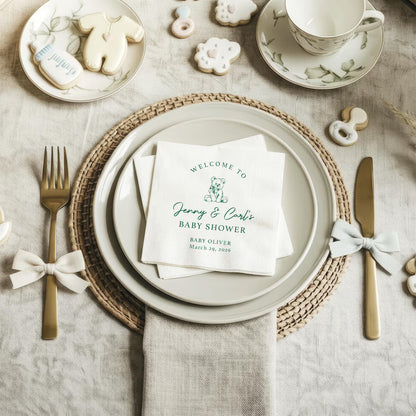 Custom Baby Shower Napkins with Name | Personalized Baby Shower Party Napkins