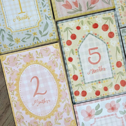 Vintage Floral Baby Milestone Cards | Monthly Baby Photo Props | First Year Keepsake