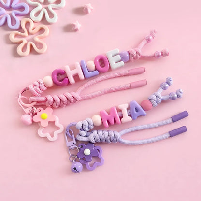 Personalized Beaded Name Keychain – Handmade Backpack Charm Gift