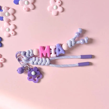 Personalized Beaded Name Keychain – Handmade Backpack Charm Gift