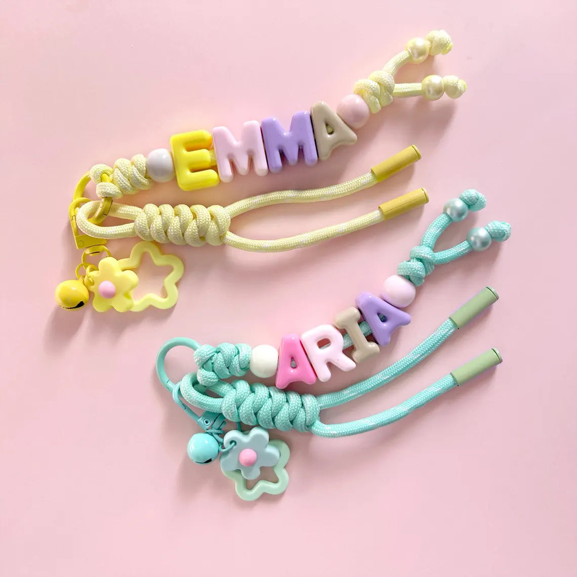 Personalized Beaded Name Keychain – Handmade Backpack Charm Gift
