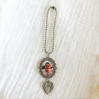 Personalized Memorial Car Charm | Photo Rearview Mirror Keepsake