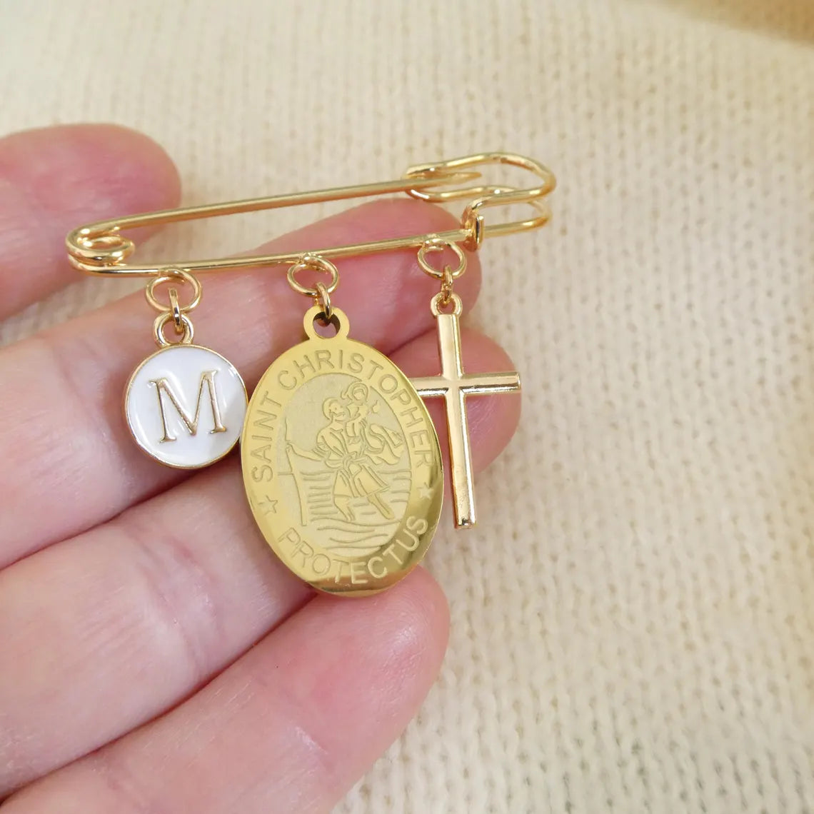 Personalized Saint Keepsake Pin | Catholic Faith Gift Jewelry