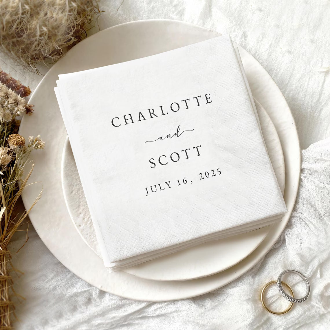 Personalized Wedding Napkins with Text – Custom Cocktail Napkins