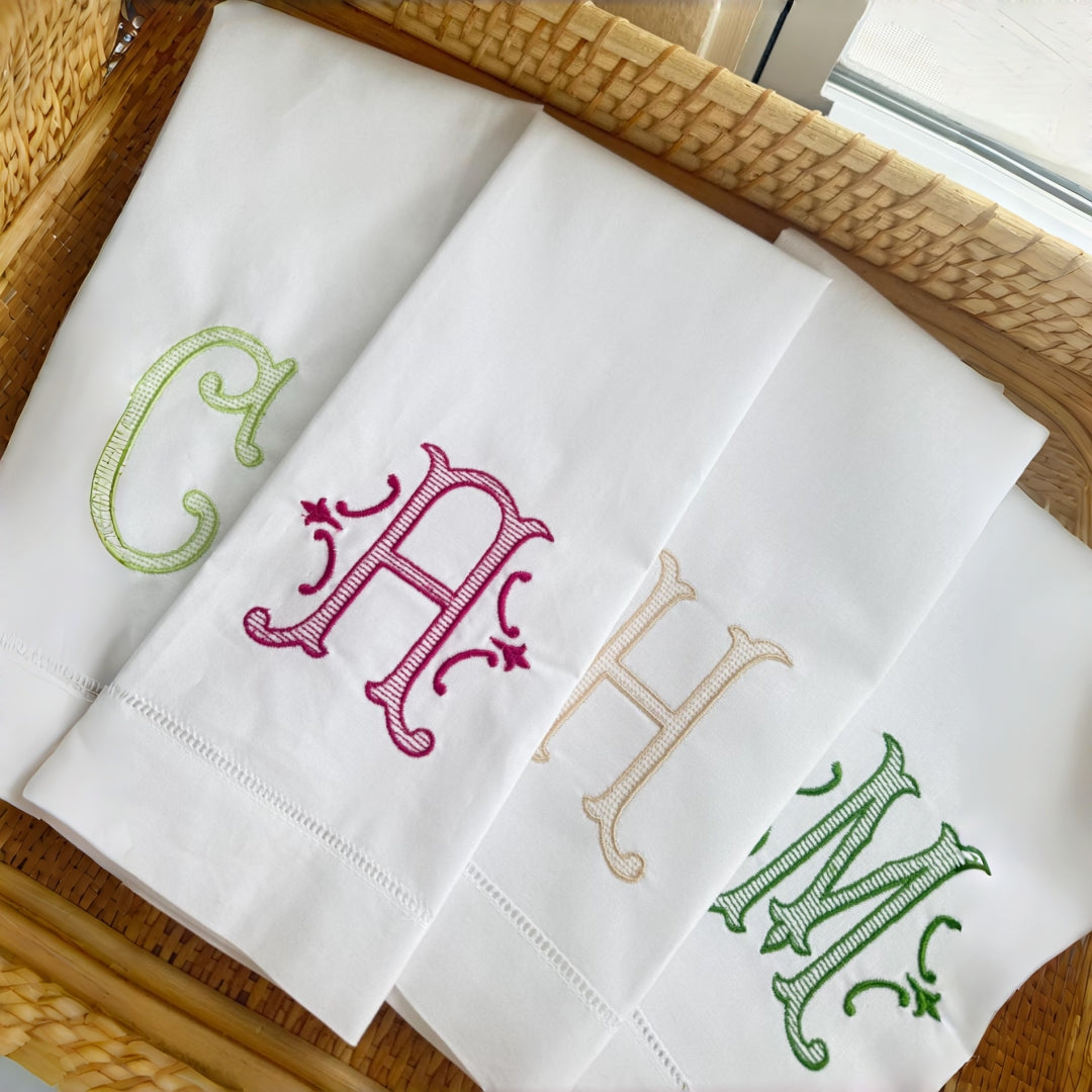 Personalized Embroidered Tea Towel with Custom Initial