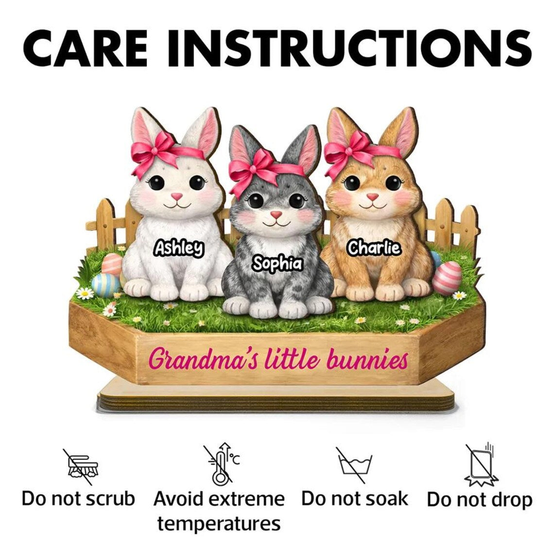 Personalized Grandma Easter Bunny Wooden Plaque Gift