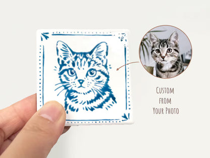 Custom Pet Portrait Ceramic Fridge Magnet | Personalized Pet Gift