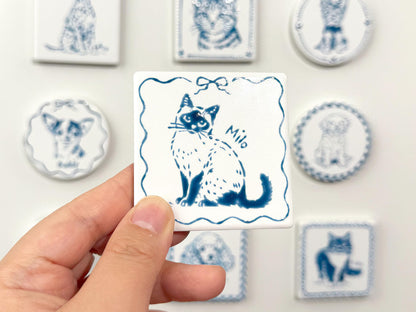 Custom Pet Portrait Ceramic Fridge Magnet | Personalized Pet Gift