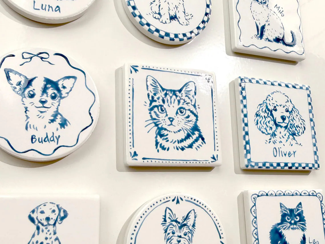 Custom Pet Portrait Ceramic Fridge Magnet | Personalized Pet Gift