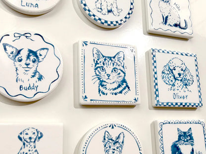 Custom Pet Portrait Ceramic Fridge Magnet | Personalized Pet Gift