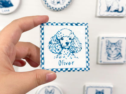 Custom Pet Portrait Ceramic Fridge Magnet | Personalized Pet Gift