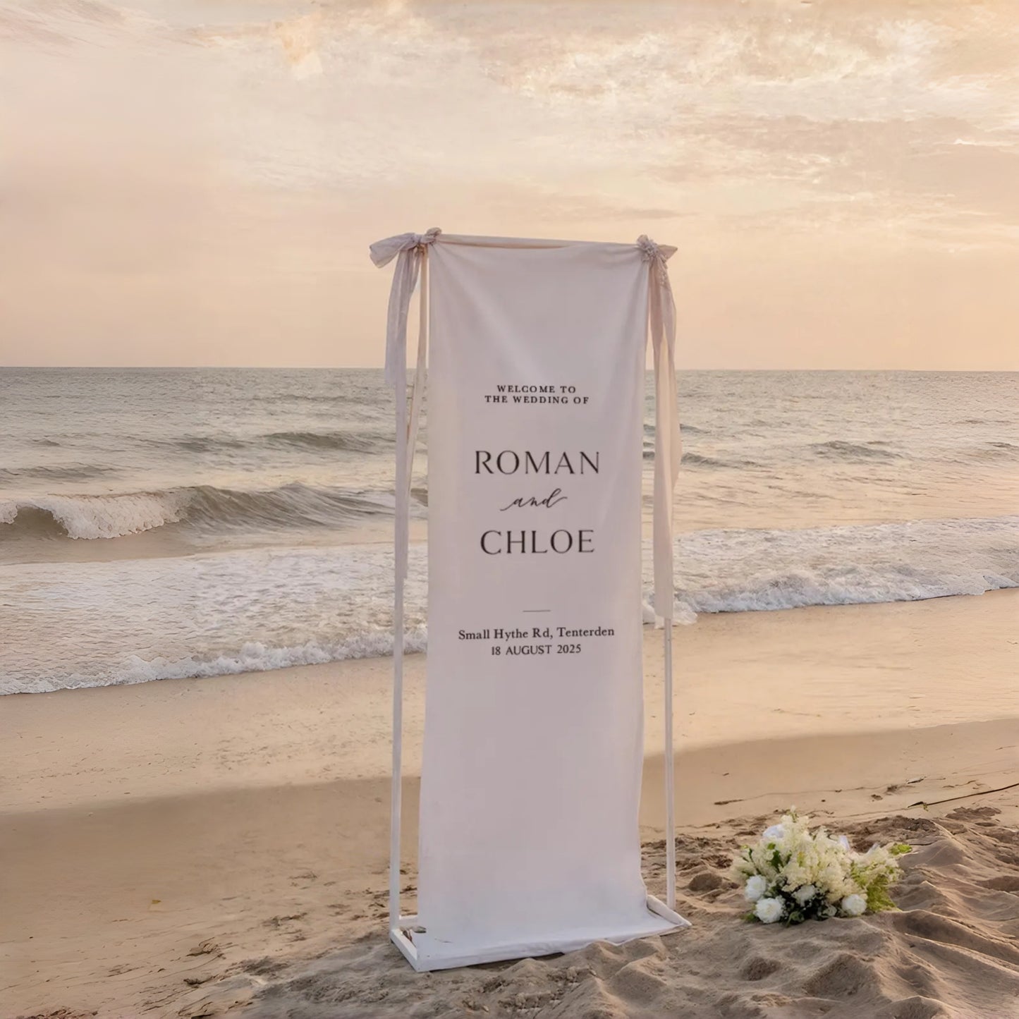 Personalized Fabric Wedding Welcome Sign Linen Banner