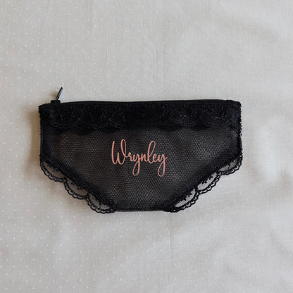 Personalized Lace Mesh Makeup Pouch – Cute Heart Design Cosmetic Bag