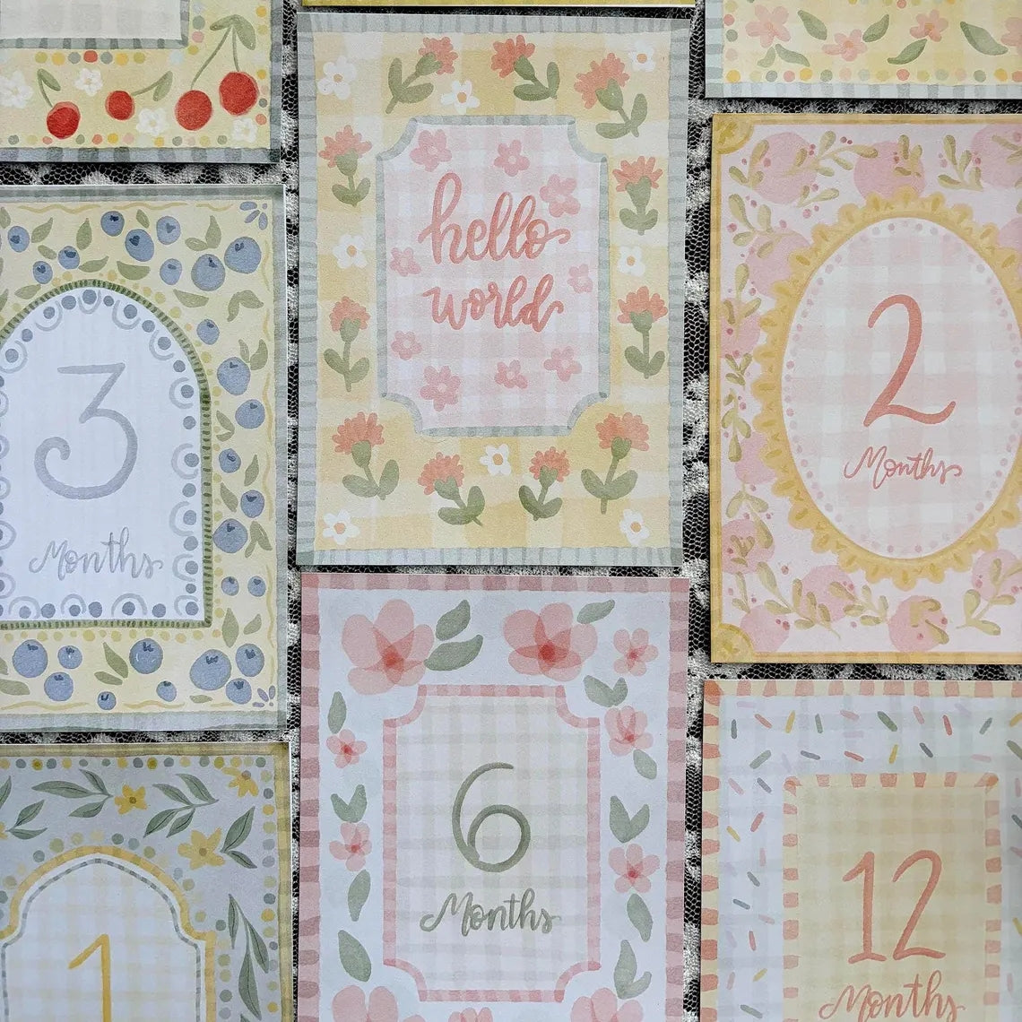 Vintage Floral Baby Milestone Cards | Monthly Baby Photo Props | First Year Keepsake