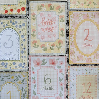 Vintage Floral Baby Milestone Cards | Monthly Baby Photo Props | First Year Keepsake
