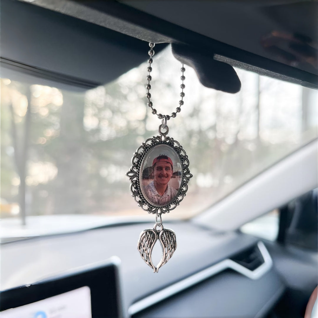 Personalized Memorial Car Charm | Photo Rearview Mirror Keepsake