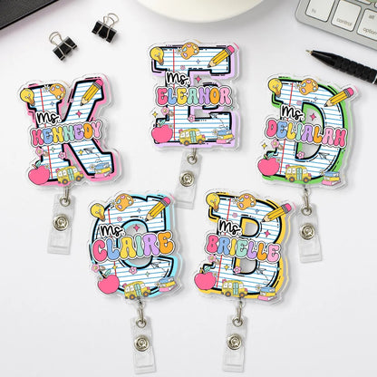 Personalized Teacher Badge Reel Set of 2 Custom ID Clip Gift