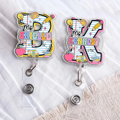 Personalized Teacher Badge Reel Set of 2 Custom ID Clip Gift
