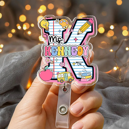 Personalized Teacher Badge Reel Set of 2 Custom ID Clip Gift