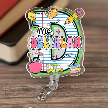 Personalized Teacher Badge Reel Set of 2 Custom ID Clip Gift
