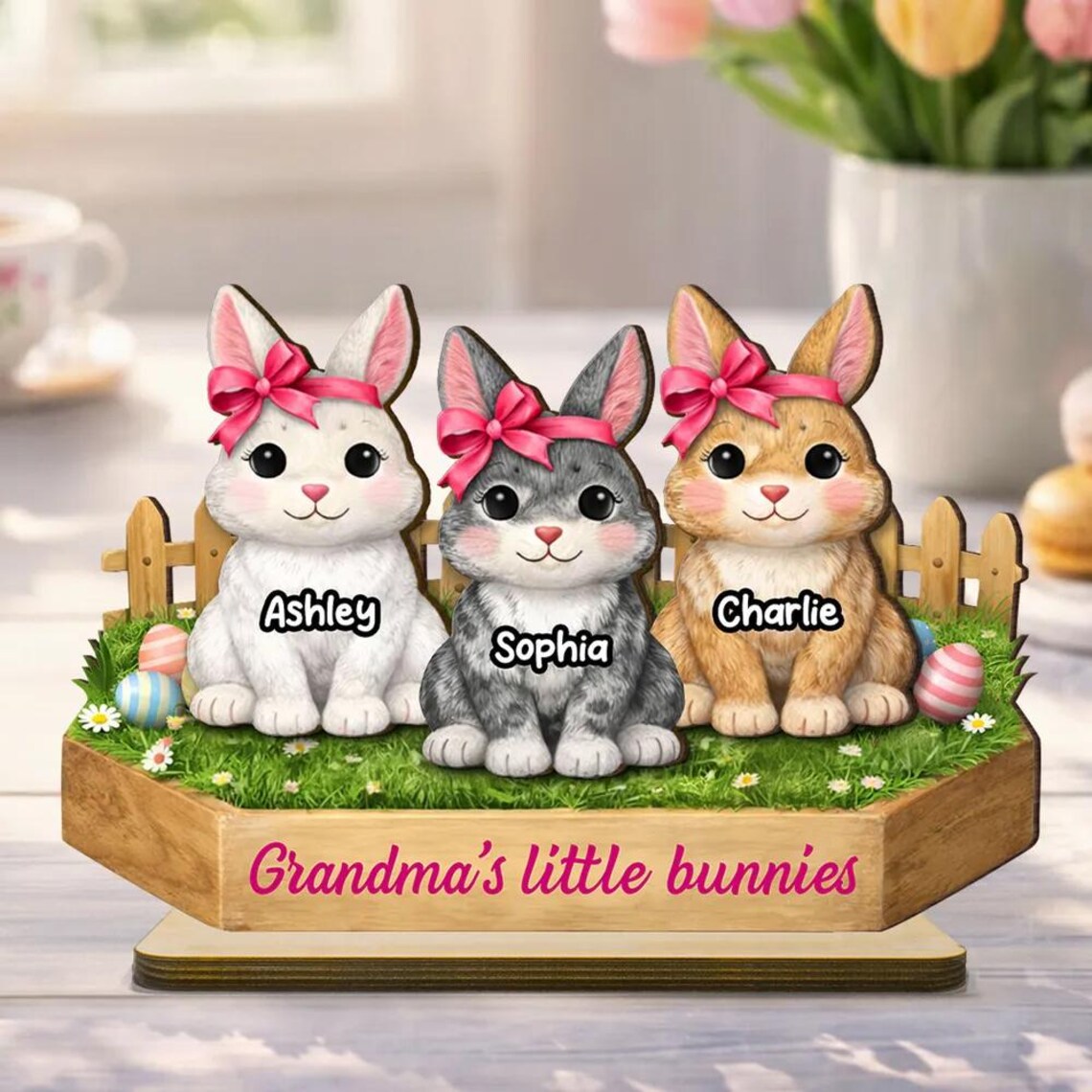 Personalized Grandma Easter Bunny Wooden Plaque Gift
