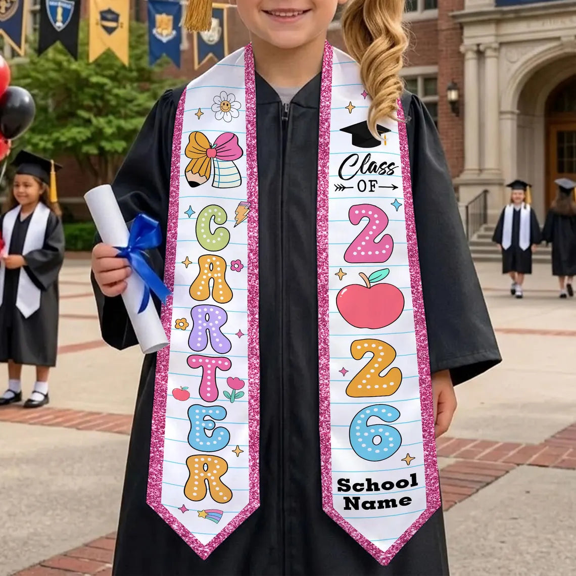 Custom Kids Graduation Stole – Personalized Kindergarten Sash
