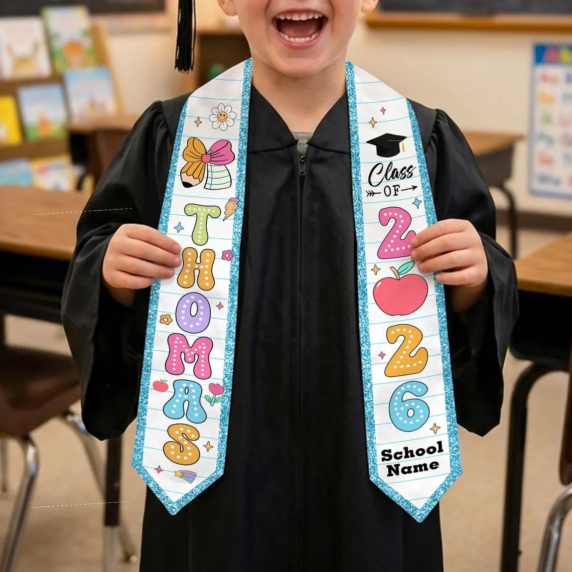 Custom Kids Graduation Stole – Personalized Kindergarten Sash