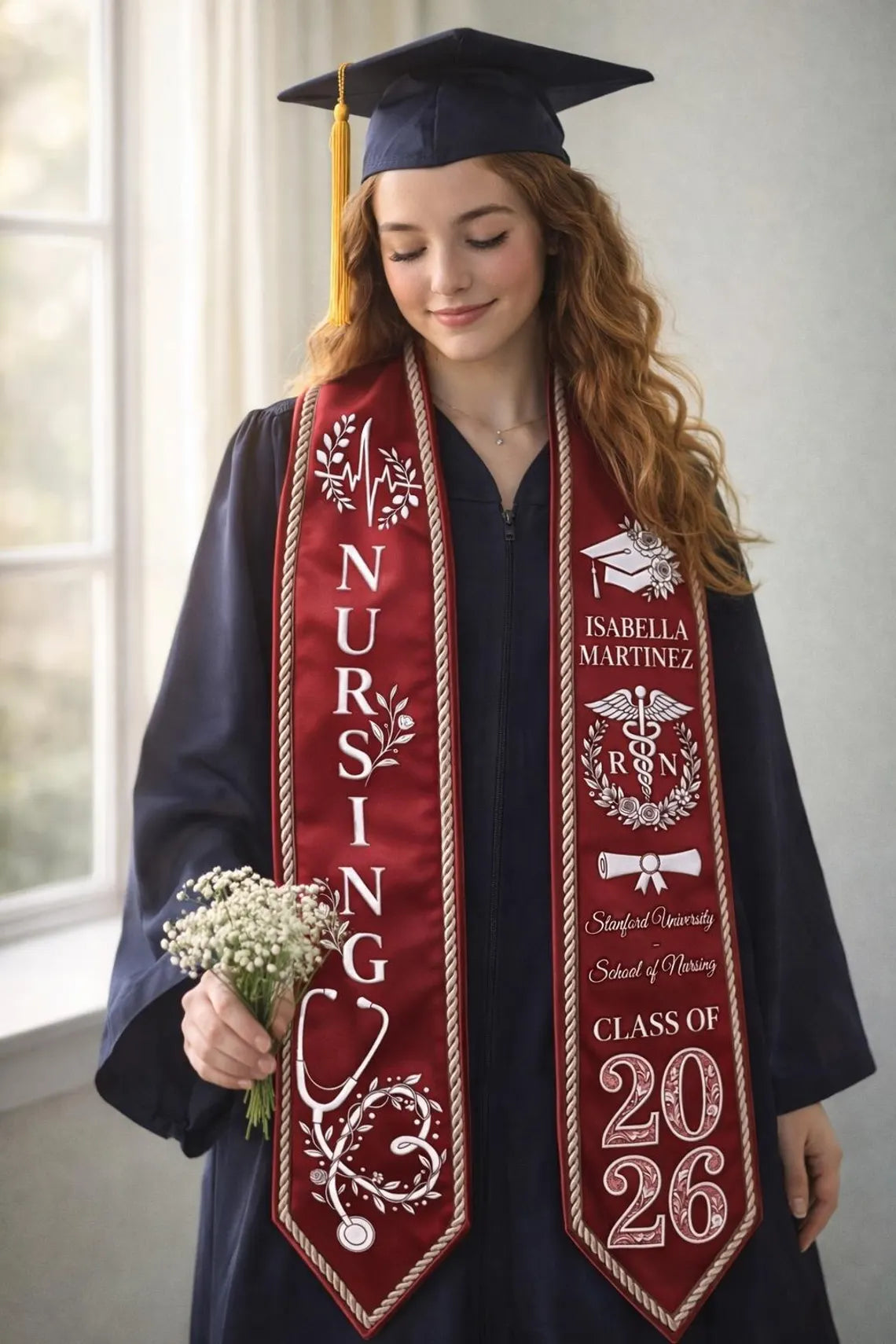 Personalized Nursing Graduation Stole – Custom RN Sash Gift