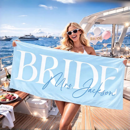 Personalized Bride Beach Towel | Custom Honeymoon & Wedding Gift