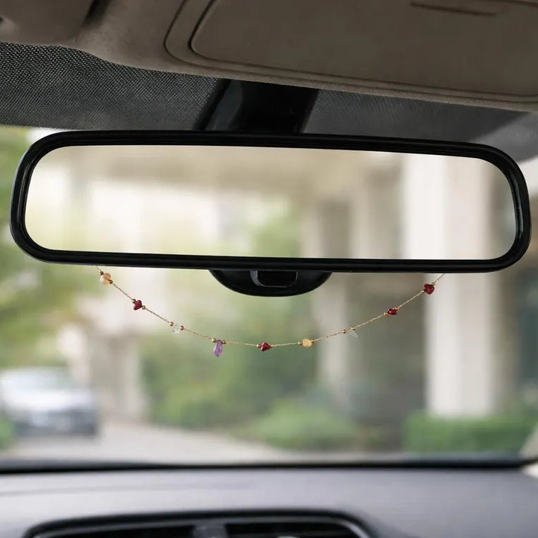 Chakra Crystal Car Charm – Spiritual Protection Rearview Decor