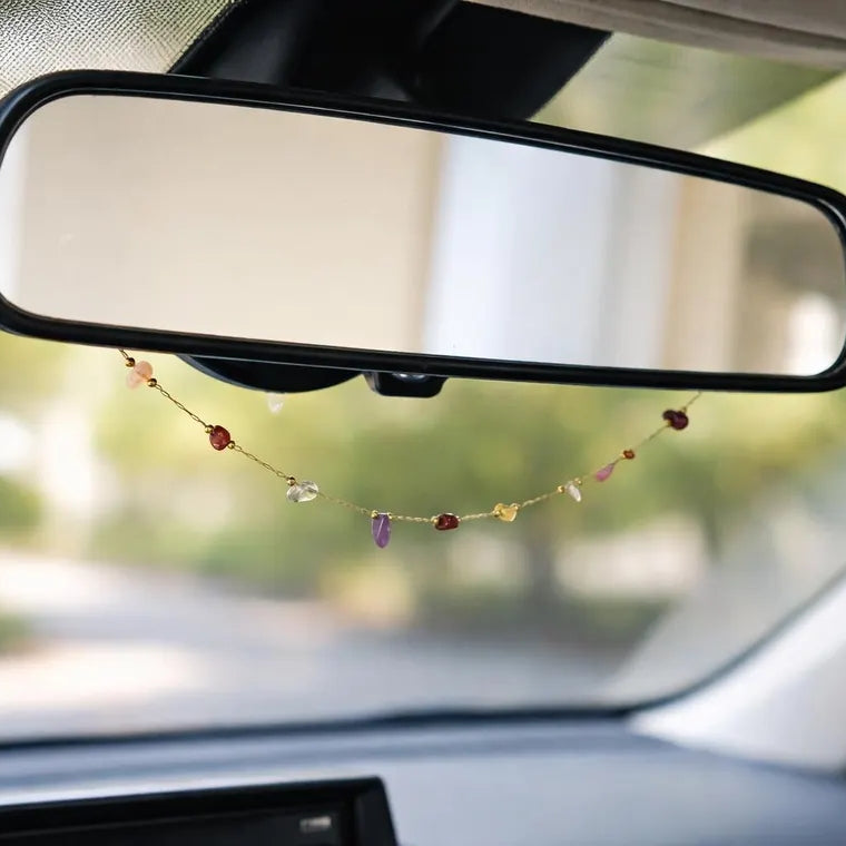 Chakra Crystal Car Charm – Spiritual Protection Rearview Decor