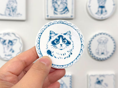 Custom Pet Portrait Ceramic Fridge Magnet | Personalized Pet Gift