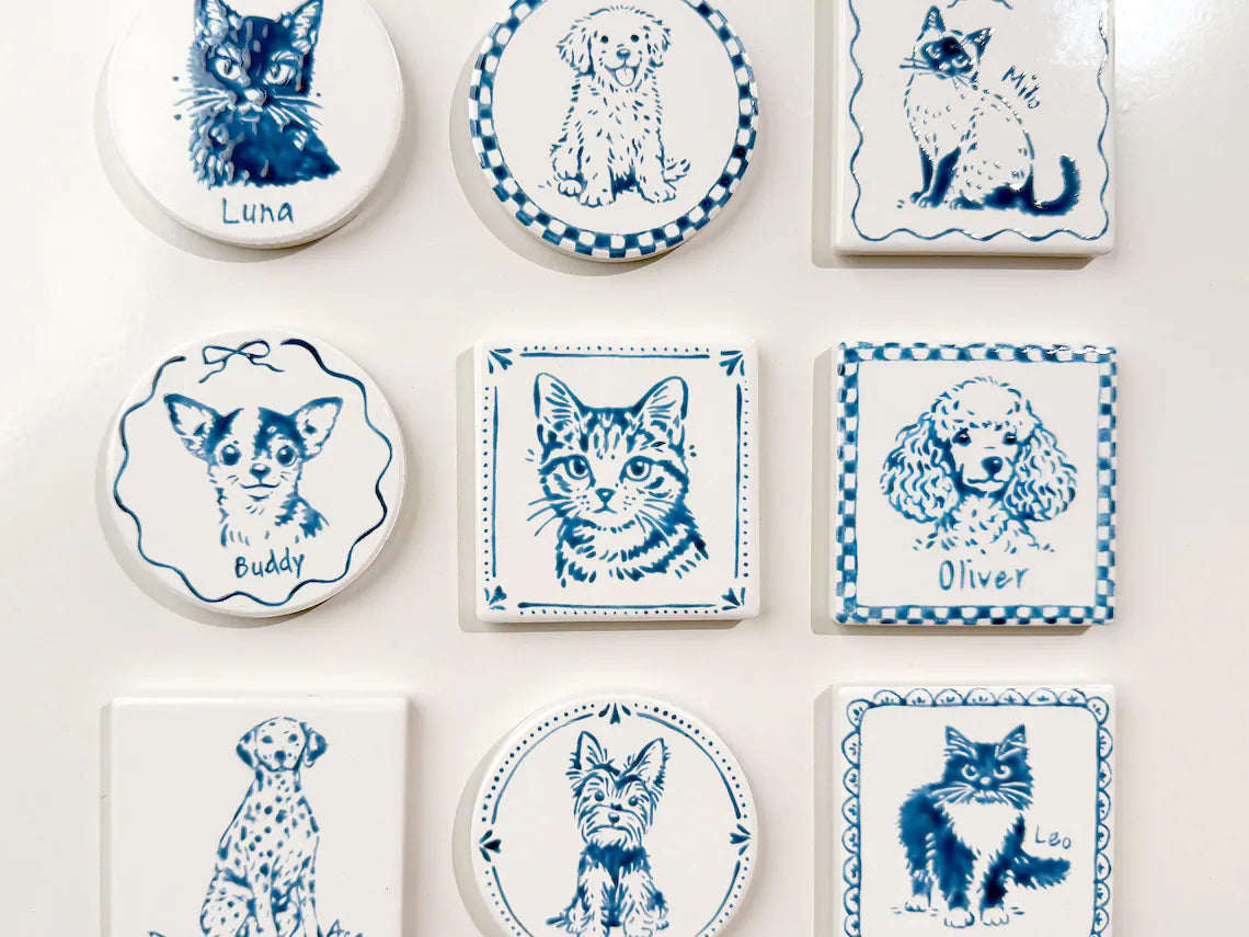 Custom Pet Portrait Ceramic Fridge Magnet | Personalized Pet Gift