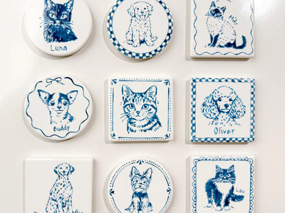 Custom Pet Portrait Ceramic Fridge Magnet | Personalized Pet Gift