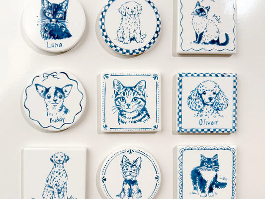 Custom Pet Portrait Ceramic Fridge Magnet | Personalized Pet Gift