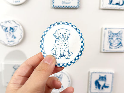 Custom Pet Portrait Ceramic Fridge Magnet | Personalized Pet Gift