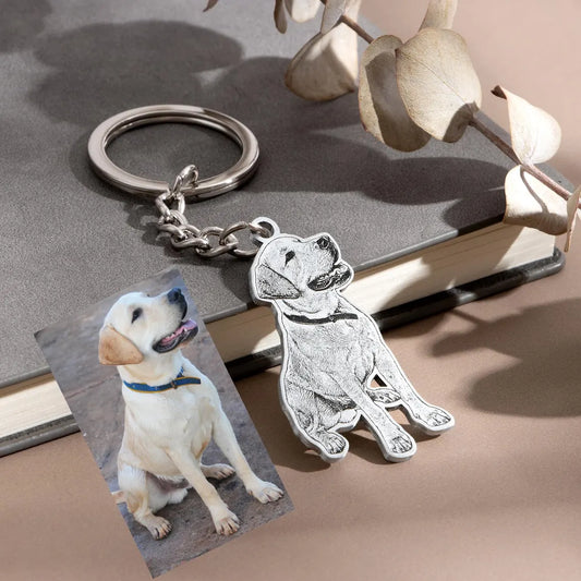 Custom Pet Portrait Keychain | Personalized Pet Photo Keepsake Gift