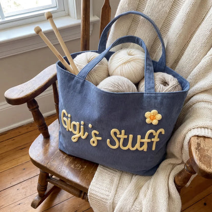 Personalized Grandma Tote Bag with 3D Name Gift